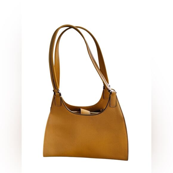 Calvin Klein Ava Hobo Saffiano Leather Mustard Shoulder Bag - Picture 2 of 13